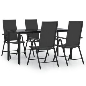 vidaXL 5-tlg. Garten-Essgruppe Schwarz Poly Rattan