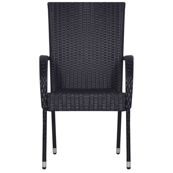 vidaXL 7-tlg. Garten-Essgruppe Poly Rattan Schwarz