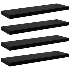 vidaXL Schweberegale 4 Stk. Hochglanz-Schwarz 80x23,5x3,8 cm MDF