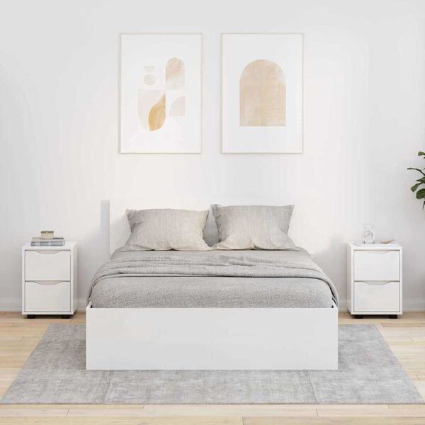 vidaXL Nachttische 2 pcs Hochglanz Wei&szlig; 30,5 x 30 x 43 cm