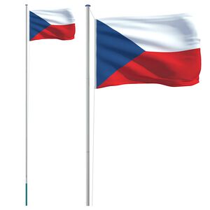 vidaXL Tschechische Flagge mit Mast 6,08 m Aluminium