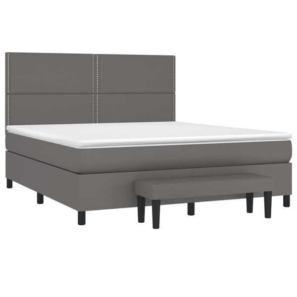 vidaXL Boxspringbett mit Matratze Grau 180x200 cm Kunstleder