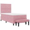 vidaXL Boxspringbett mit Matratze mit Kopfteil Rosa 90 x 190 cm Samt