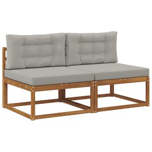 vidaXL Outdoor Mittelsofa mit Kissen 2 St&uuml;ck Natur