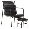 vidaXL Relaxsessel mit Fu&szlig;hocker Schwarz Echtleder
