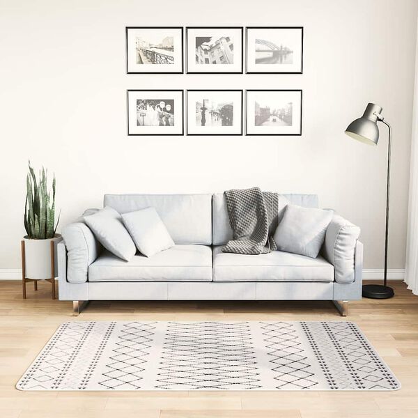 vidaXL Teppich Waschbar 80x150 cm Schwarz und Weiß Rutschfest