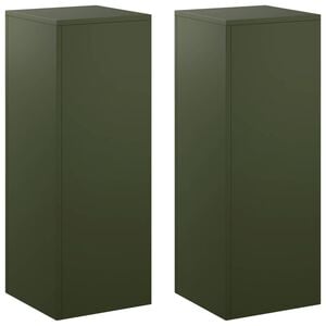 vidaXL Pflanzenst&auml;nder 2 pcs Olivgr&uuml;n 30 x 30 x 80 cm Stahl