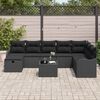 vidaXL Garten-Sofa-Set mit Kissen 9 pcs Schwarz Poly Rattan
