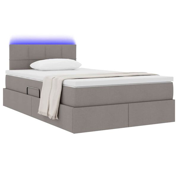 vidaXL Bett mit Stauraum und LED mit Matratze Taupe 120 x 190 cm Stoff