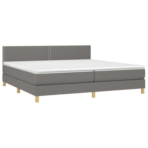 vidaXL Boxspringbett mit Matratze & LED Dunkelgrau 200x200 cm Stoff