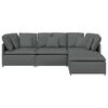 vidaXL Modulares Sofa mit Fu&szlig;hocker Kissen Stoff Dunkelgrau