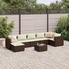 vidaXL 8-tlg. Garten-Lounge-Set mit Kissen Braun Poly Rattan