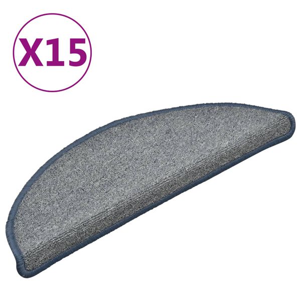 vidaXL Stufenmatten 15 Stk. 56x17x3 cm Hellgrau und Blau Halbrund