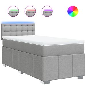 vidaXL Boxspringbett mit Matratze Hellgrau 80x200 cm Stoff
