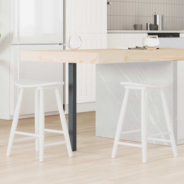 vidaXL Esszimmerst&uuml;hle 2 pcs Wei&szlig; 46 x 37 x 63 cm Massives Gummiholz