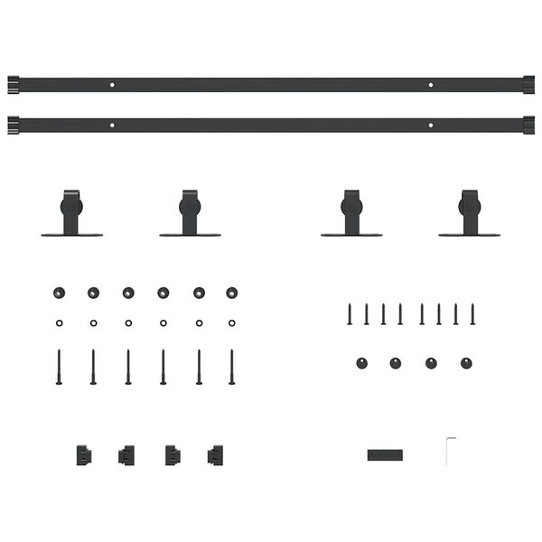 vidaXL Schiebet&uuml;rbeschlag Set f&uuml;r Schrankt&uuml;ren 183 cm Karbonstahl