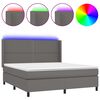 vidaXL Boxspringbett mit Matratze & LED Grau 180x200 cm Kunstleder