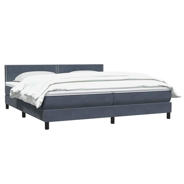 vidaXL Boxspringbett mit Matratze Dunkelgrau 180x210 cm Samt
