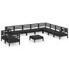 vidaXL 11-tlg. Garten-Lounge-Set Massivholz Kiefer Schwarz