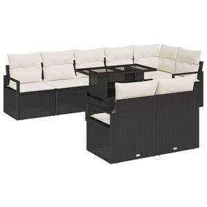 vidaXL Gartensofa-set 9 Stk. 8-Sitzanzahl Schwarz und Creme