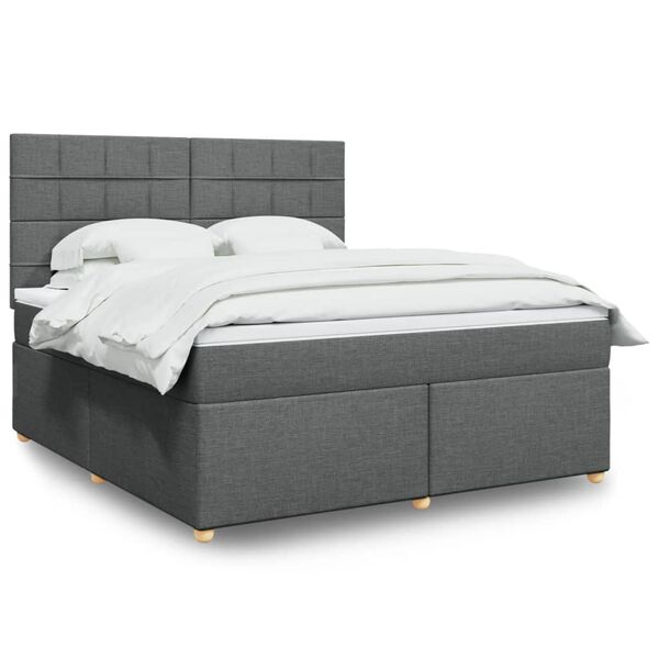 vidaXL Boxspringbett mit Matratze Dunkelgrau 180x200 cm Stoff