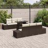 vidaXL Garten-Sofa-Set mit Kissen 7 pcs Braun und Creme