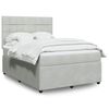 vidaXL Boxspringbett mit Matratze Hellgrau 160x200 cm Samt