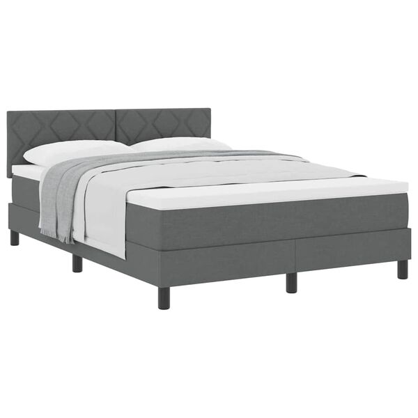vidaXL Boxspringbett mit Matratze Dunkelgrau 160 x 200 cm Stoff