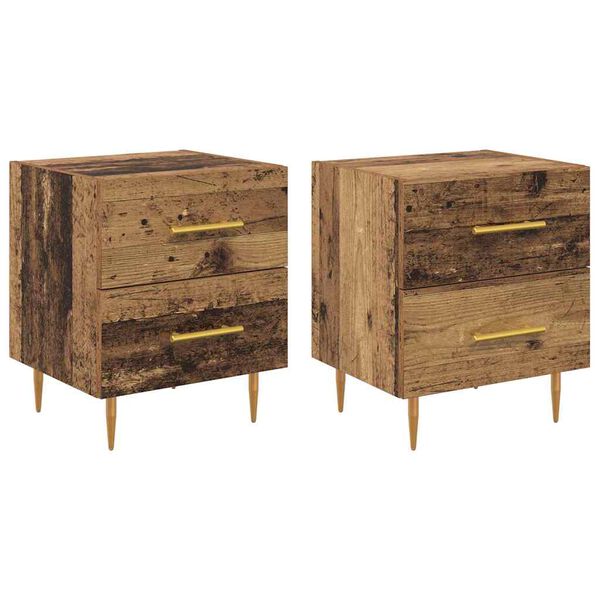 vidaXL Nachttisch 2 pcs Altholz 40 x 35 x 47,5 cm Holzwerkstoff