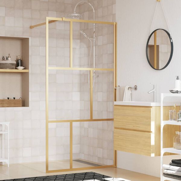 vidaXL Duschwand f&uuml;r Begehbare Dusche ESG Klarglas Golden 100x195cm