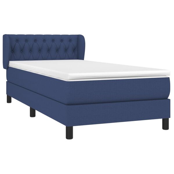 vidaXL Boxspringbett mit Matratze Blau 90x190 cm Stoff