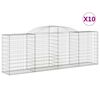 vidaXL Gabionen mit Hochbogen 10 Stk 300x50x100/120cm Verzinktes Eisen