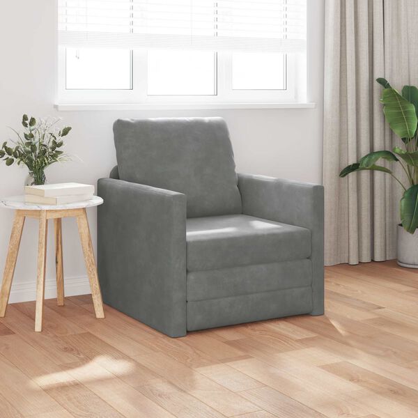 vidaXL Schlafsofa 60cm Dunkelgrau Samt