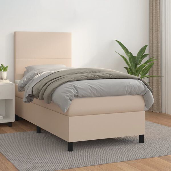 vidaXL Boxspringbett mit Matratze Cappuccino-Braun 80x200cm Kunstleder