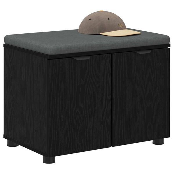 vidaXL Flurbank mit Kissen Schwarz Eichen-Optik 60 x 38 x 46 cm