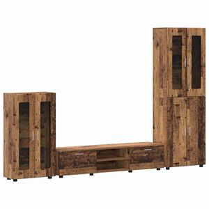 vidaXL TV-Schrankset mit Schubladen mit Regal Altholz Holzwerkstoff