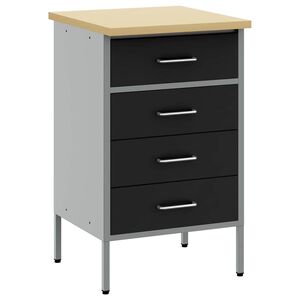 vidaXL Werkbank mit Schubladen Schwarz und Grau 50 x 55 x 85 cm