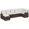 vidaXL Gartensofa-set mit Kissen mit Speicher 7 pcs Braun Poly-Rattan