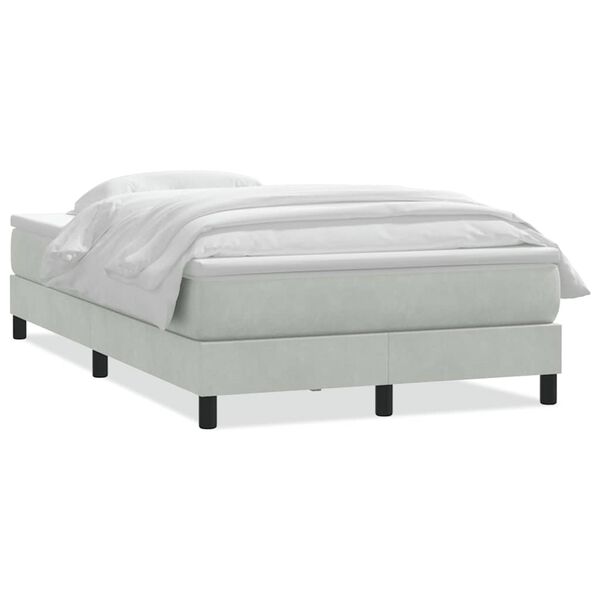 vidaXL Boxspringbett mit Matratze Hellgrau 120x220 cm Samt