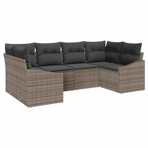 vidaXL Sofa Set mit Kissen 6 pcs Grau Poly-Rattan