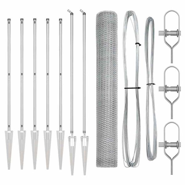 vidaXL Zaunpfosten Silber 10 x 1,4 m (25 mm Maschen) Stahl