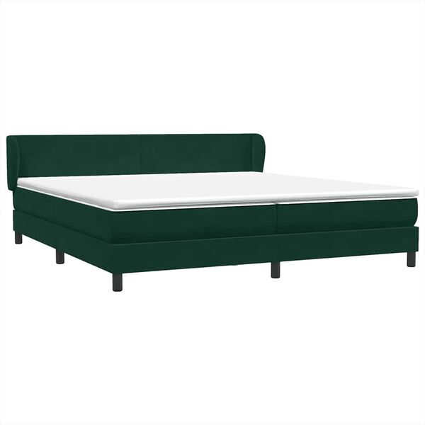 vidaXL Boxspringbett mit Matratzen Dunkelgr&uuml;n 200x210 cm Samt
