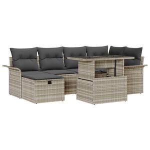 vidaXL Gartensofa-set mit Kissen 7 pcs Hellgrau Poly-Rattan