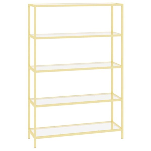 vidaXL Regal Golden und Transparent Geh&auml;rtetes Glas