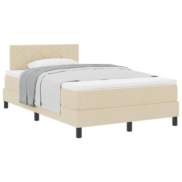 vidaXL Boxspringbett mit Matratze Creme 120 x 190 cm Stoff