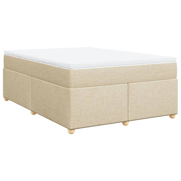 vidaXL Boxspringbett mit Matratze Creme 140x200 cm Stoff