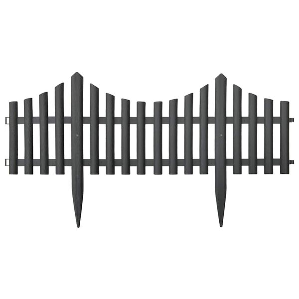 vidaXL Rasenkanten 17 Stk. Anthrazit 10 m PP