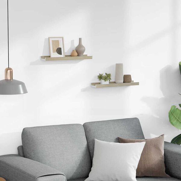 vidaXL Wandregale 2 Stk. Wei&szlig; und Sonoma-Eiche 40x9x3 cm