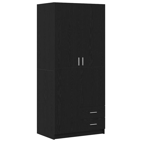 vidaXL Kleiderschrank mit T&uuml;r Schwarz Eichen-Optik 80 x 52 x 180 cm