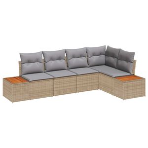 vidaXL Garten-Sofa-Set 5 Stk. 5-Sitzanzahl Beige und Hellgrau